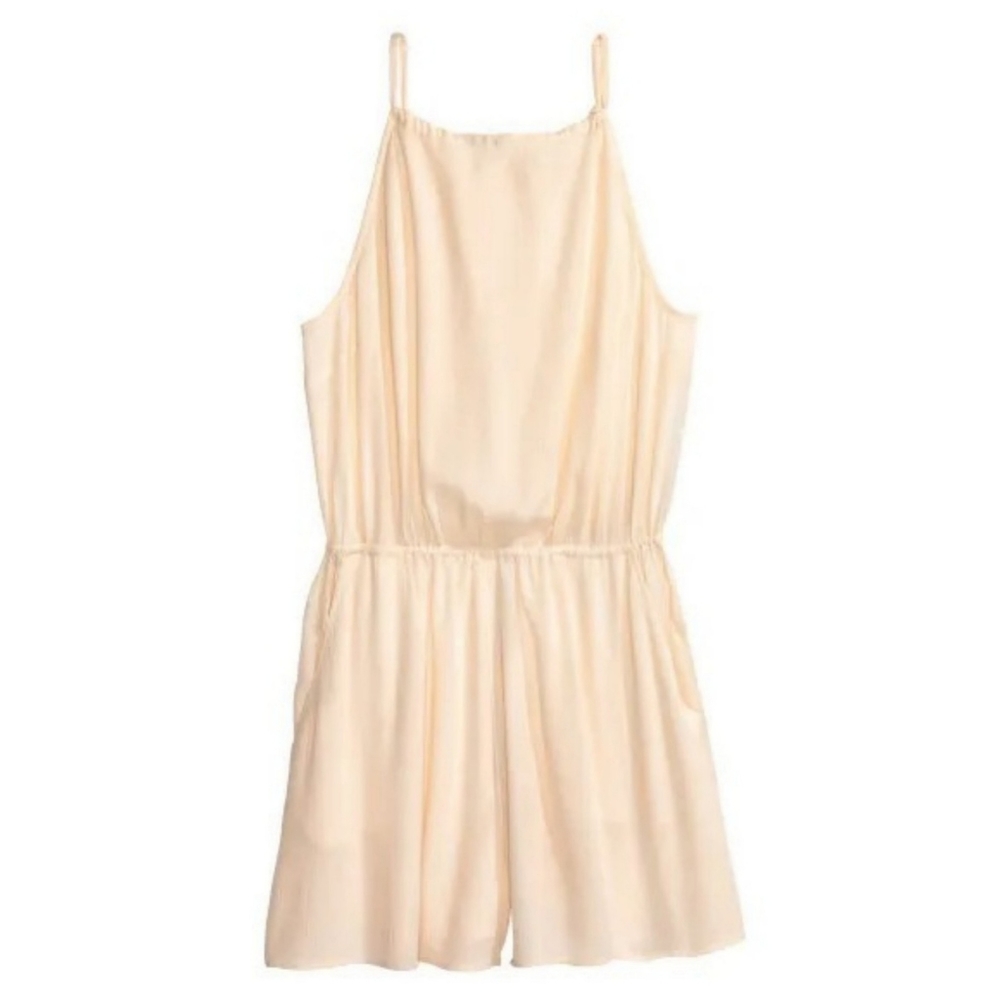 ♡ H&M Beige Open Back Playsuit Romper ♡